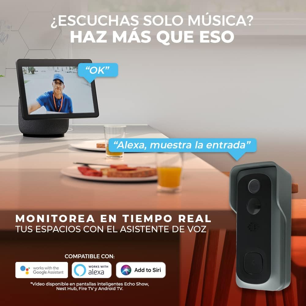 Tecnolite - Video Timbre Inalámbrico Interfon con Visión Nocturna