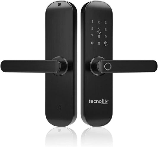 Tecnolite Connect Cerradura Inteligente Safe Lock WiFi con 5 Métodos de Aperturas: huella dactilar, llave mecánica, App Tecnolite Connect, tarjeta RIFD y contraseña digital